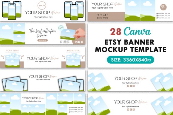 Download 28 Etsy Banner Mockup Template for Canva - Banner Collection